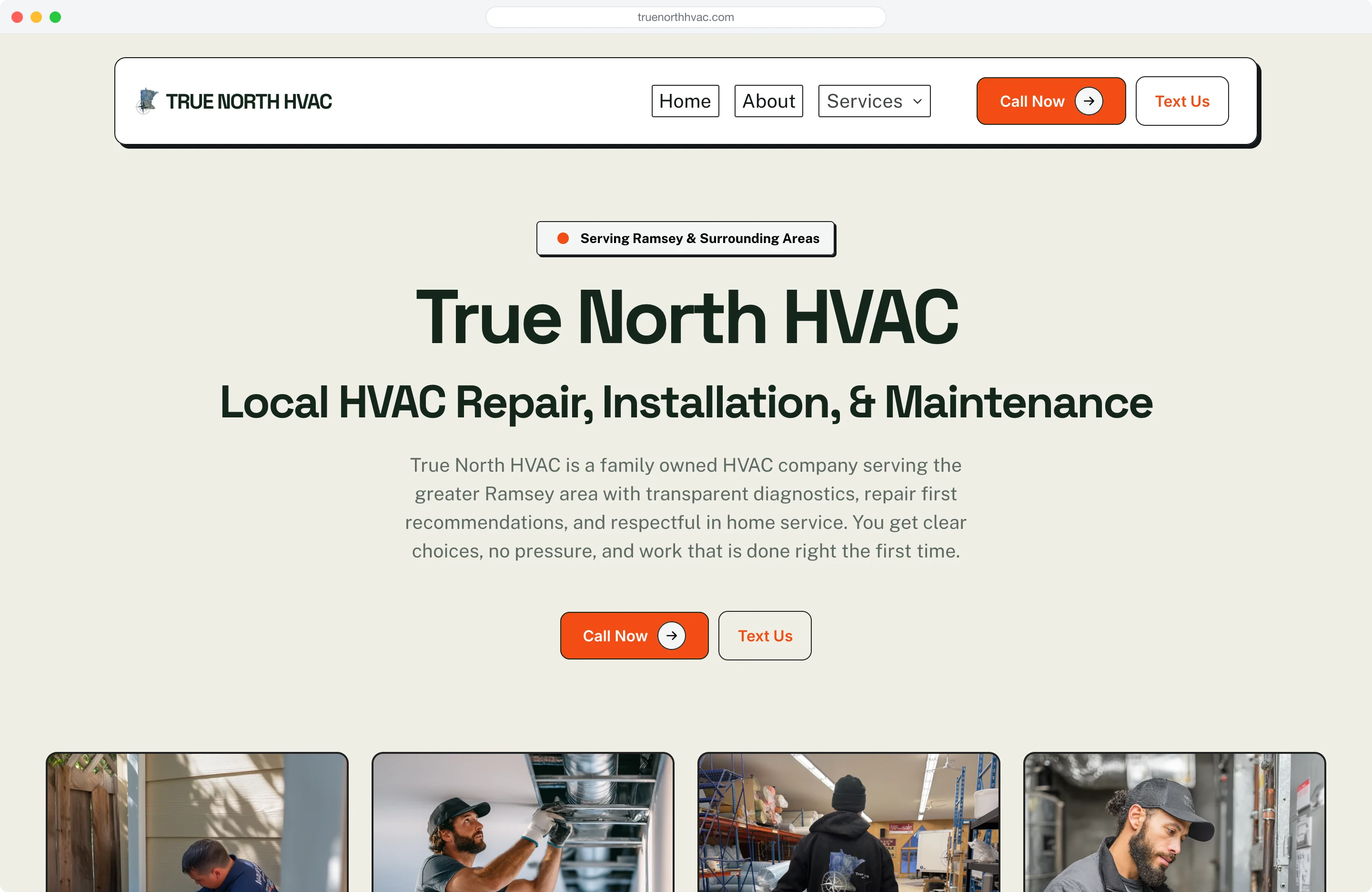 True North HVAC website project preview