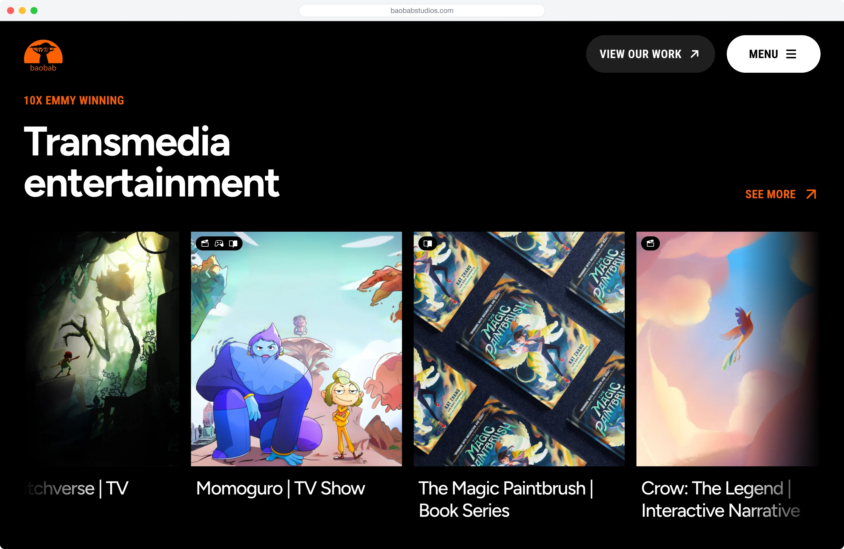 Baobab Studios website project preview