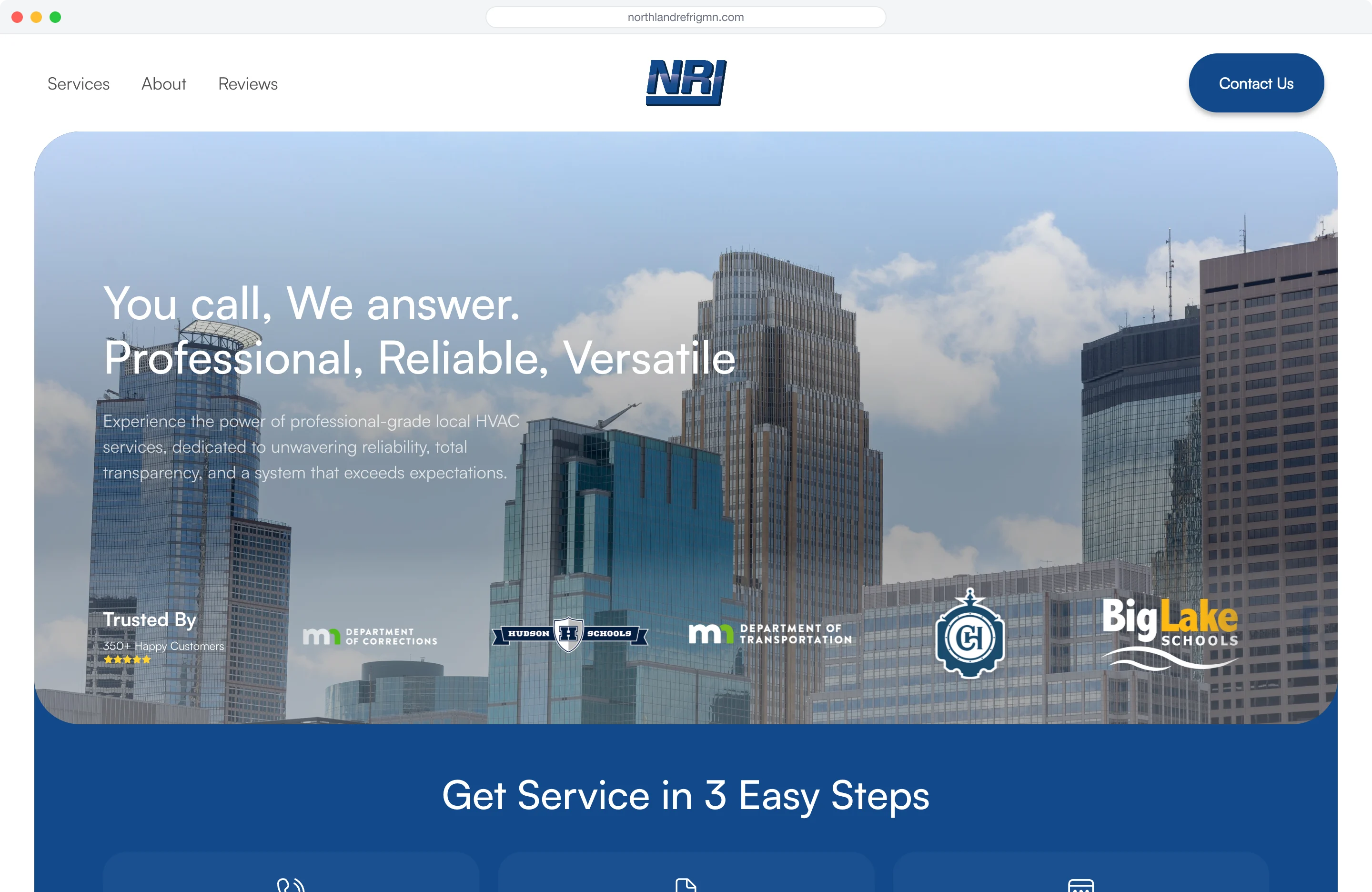 Northland Refrigeration website project preview