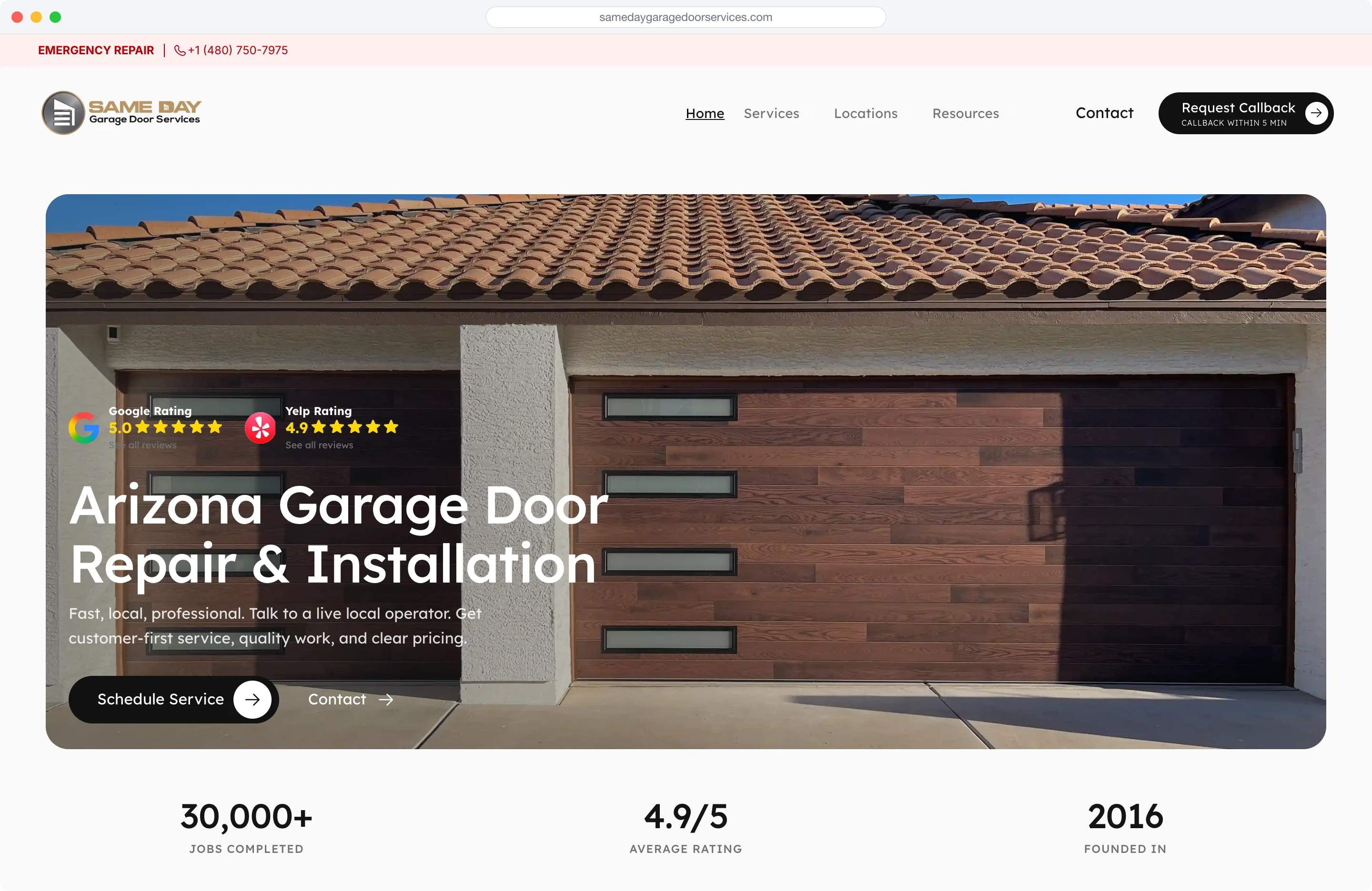 Same Day Garage Door Services website project preview